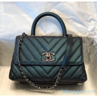 Chanel Chevron Small Flap Bag with Top Handle in Grained Calfskin A92990/A07147 Greeen 2020(Top Quality)