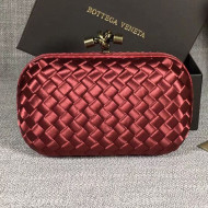 Bottega Veneta Small Silk Woven Knot Clutch with Snakeskin Trim Red