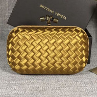 Bottega Veneta Small Silk Woven Knot Clutch with Snakeskin Trim Gold Yellow