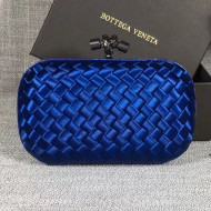 Bottega Veneta Small Silk Woven Knot Clutch with Snakeskin Trim Navy Blue