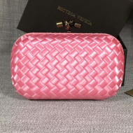 Bottega Veneta Small Silk Woven Knot Clutch with Snakeskin Trim Pink