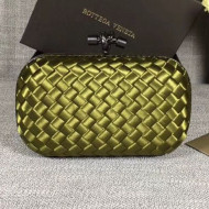 Bottega Veneta Small Silk Woven Knot Clutch with Snakeskin Trim Bright Green