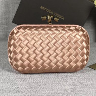 Bottega Veneta Small Silk Woven Knot Clutch with Snakeskin Trim Nude