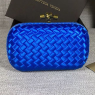 Bottega Veneta Small Silk Woven Knot Clutch with Snakeskin Trim Royal Blue