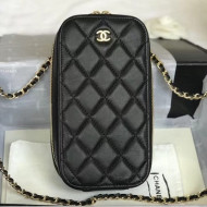 Chanel Quilting Lambskin Classic Clutch Phone Case with Chain Black A70655 2018(Gold-tone Metal)