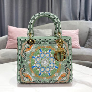 Dior Lady Dior Medium Bag in Turquoise Green In Lights Embroidery 2021