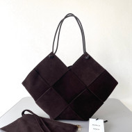 Bottega Veneta Large Intreccio Suede Tote Bag 652058 Brownie 2021