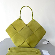 Bottega Veneta Large Intreccio Suede Tote Bag 652058 Kiwi Green 2021