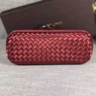 Bottega Veneta Large Silk Woven Knot Clutch with Snakeskin Trim Burgundy