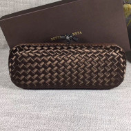 Bottega Veneta Large Silk Woven Knot Clutch with Snakeskin Trim Coffee