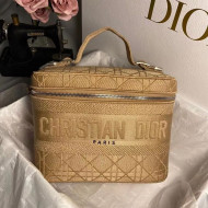 Dior DiorTravel Vanity Case Bag in Embroidered Cannage Canvas Apricot 2020