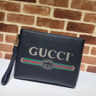 Gucci GG Web Leather Pouch 572770 Black 2019