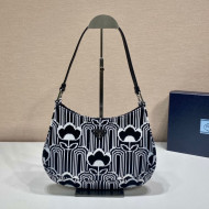 Prada Cleo Jacquard Knit and Leather bag 1BC499 Black/White 2021