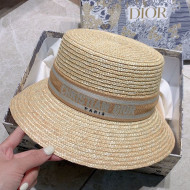 Dior Straw Embroidered Band Bucket Hat Beige 2021