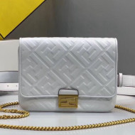 Fendi FF Lambskin Baguette Upside Down Belt Bag White 2019