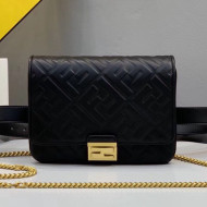 Fendi FF Lambskin Baguette Upside Down Belt Bag Black 2019