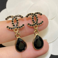 Chanel Crystal CC Short Earrings Black 2021 110906