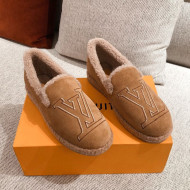 Louis Vuitton Frontrow Wool LV Flat Loafers Brown 2020