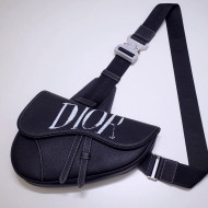 Dior Men's Grained Calfskin Saddle Messenger Bag Black/White 2020