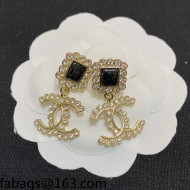 Chanel Crystal CC Short Earrings Black 2021 110908