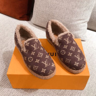 Louis Vuitton Frontrow Wool LV Flat Loafers Dark Brown 2020