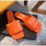 Bottega Veneta Lambskin BV LIDO Flat Sandals Orange 2020