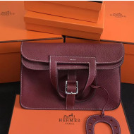 Hermes Halzan Togo Calfskin Leather Bag In Burgundy