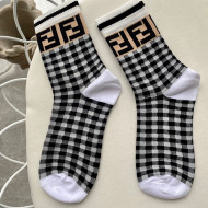 Fendi FF Checked Short Socks Black/White 2020