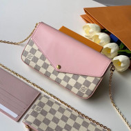 Louis Vuitton Pochette Félicie Clutch with Chain N60235 Damier Azur Canvas/Pink 2019