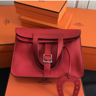 Hermes Halzan Togo Calfskin Leather Bag In Red