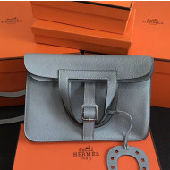 Hermes Halzan Togo Calfskin Leather Bag In Pale Blue