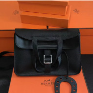 Hermes Halzan Togo Calfskin Leather Bag In Black