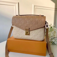 Louis Vuitton Monogram Empreinte Leather Pochette Metis Bag Apricot/Off-white M44300