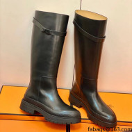 Hermes Calfskin Kelly High Boot Black 2021 Top Quality (Pure Handmade)