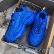 Balenciaga Allover Logo Triple S Sneakers Blue 2020 (For Women and Men)