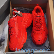 Balenciaga Allover Logo Triple S Sneakers Red 2020 (For Women and Men)