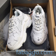 Balenciaga Allover Logo Triple S Sneakers White 2020 (For Women and Men)