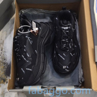 Balenciaga Allover Logo Triple S Sneakers Black/White 2020 (For Women and Men)