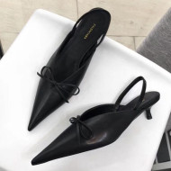 Balenciaga Lambskin Knife Slingback Mules Black 2019