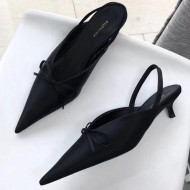 Balenciaga Satin Knife Slingback Mules Black 2019