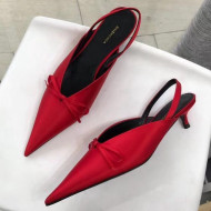 Balenciaga Satin Knife Slingback Mules Red 2019