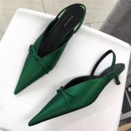 Balenciaga Satin Knife Slingback Mules Green 2019