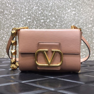 Valentino Stud Sign Grainy Calfskin Shoulder Bag 0777 Light Pink 2021