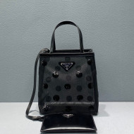 Prada Small Polka-dot Mesh Tote Bag 1BG417 Black 2021