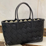 Bottega Veneta Large Tote Bag in Woven Lambskin Black/White 2021