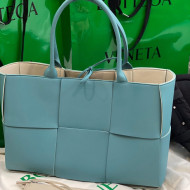 Bottega Veneta Arco Tote Bag in Maxi-Woven Lambskin Light Blue 2020 614486