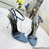 Tom Ford Denim Padlock Pointy Naked Sandals 105mm Heel Blue 2022 