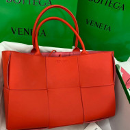 Bottega Veneta Arco Tote Bag in Maxi-Woven Lambskin Red 2020 614486