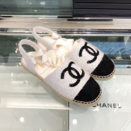 Chanel Fabric Slingback Lace-up Espadrilles Ivory White/Black 2019