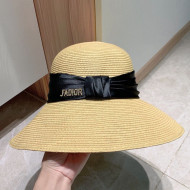 Dior J'Adior Straw Bucket Hat with Silk Band Beige/Black 2021